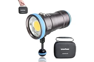 LetonPower Seal CB Torcia subacquea, 4000 Lumen torcia video subacquea Super Bright Underwater 100m Video Light 94 CRI Torcia subacquea professionale