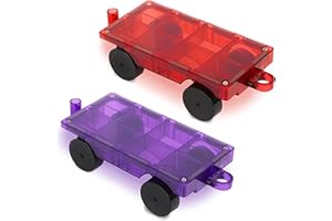 Playmags 2 częściowy zestaw samochodowy: Teraz z silniejszych magnesów solidny, Super Durable z Vivid jasny kolor płytek. (Kolory mogą się zmieniać)