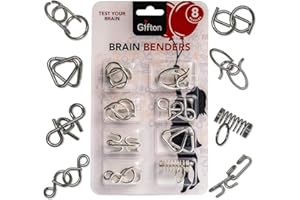 Gifton - Metal Brain Teaser Wire Jigsaw Puzzle - Mind IQ Test Game - Gift for Teen Boy Girl Men Women Adult Birthday Present - Cracker Christmas Stocking Filler (Pack of 8)