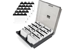 Cinnani Business Card Box, Large Business Card Storage Box, Desktop, Semi-Transparent with Lid, Index Card Box, Holds 1000 Cards (2.2 x 3.6 inches), with 8 Divider Boards and A-Z Index Tabs