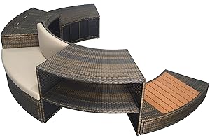 NETSPA N Muebles Individuales - Vita 140 - para SPA - SP-MOB140R - Juego de 5 módulos complementarios - Compatible con SPA Semi-Rígido Vita - Bancos cómodos de PVC - Trenzado/Estructura de Aluminio