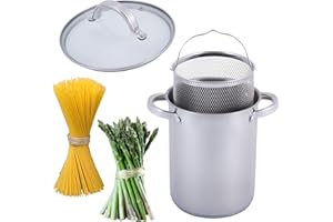 4BIG.fun Spargeltopf 4 L mit Glasdeckel und Siebeinsatz Soßentopf Ø16 cm Induktion Edelstahl Pastatopf Dampfgarer Asparagus P