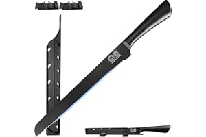 XYJ Couteau à pain japonais authentique depuis 1986 - 25,4 cm - Lame serrée en acier inoxydable - Avec couvercle - Pour la maison, la cuisine, le camping