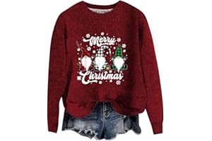 GENERIC Christmas Jumper 2025 Knitted Jumpers for Women Santa Claus Funny Tops Xmas Pattern Pullover Sweatshirt Casual Long Sleeve Sweater