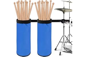 PORFOYO Drumstick-Halter, 2er Set Drumstick Holder, Einstellbare Drumstick Halter, Schlagzeug Zubehör, Nylon Drumstick Tasche für Trommelstöcke Drum Kit(Blau)