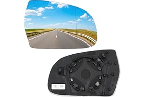Convitex Wing Mirror Glass Right Side Heated Replacement for Audi A3 2010-2013 A4 2010-2015 A5 2009-2016 Aspherical Glass with Backing Plate