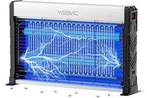 YISSVIC Lampada Antizanzare Elettrica UV LED,2M Cavo di Alimentazione,Catena Sospensione,Cassetto Raccogli Insetti Lavabile,Sicuro per Uomini e Animali,per Interni Casa