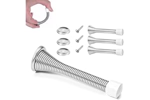 CYBER ONLINE SALES LTD Spring Door Stop, 3 Pack Metal Door Stoppers Wall Mounted Doorstop with Screws and Base Plate for Protect Walls and Door
