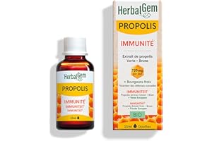 Herbalgem - Propolis Concentrée - Large Spectre Gouttes Bio - Dès les Premiers Signes du Refroidissement - 15 ml - L'emballage peut varier