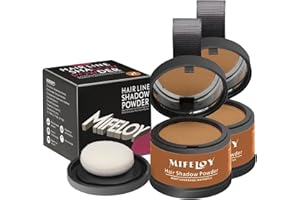 MIFELOY 2 Stück Haaransatz Puder mit Spiegel Schwamm, Hellbraun Unsichtbares Ansatzpuder, Soforteffekt Concealer zur Haarverdichtung für Frauen Männer, Wasserfestes Haar Make-up zum Ansatz kaschieren