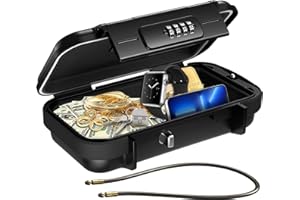 NEW Ankilo Portable Safe Box, Combination Security Case LockBox with Code, Waterproof Anti-Theft Mini Travel Safe Box with Removable Chain, Portable Lock Box for Home,Office, Black