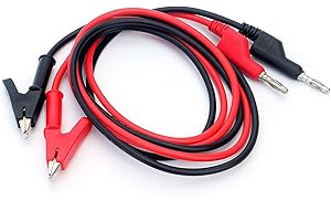 Aofan Multimeter Probe Test Cable Banana Plug to Alligator Clip Test Probe 15A1000V 4mm 1M (Black & Red) 2Pcs
