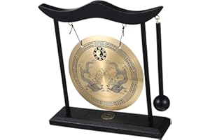 VAGUELLY Gong avec petit gong décoratif de bureau motif dragon décoration d'instruments de percussion chinois et gong suspendus pour la maison et le bureau
