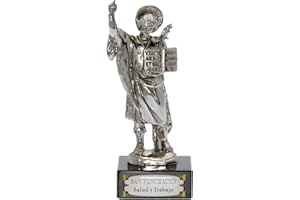 DONREGALOWEB San pancracio de níquel con Base de mármol y Figura en Color Plateado 12.5 cm