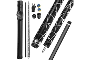 RAYNA GAMES Billardqueue aus Kohlefaser, 58 Zoll KarbonFaser Pool Cue 12,5 mm Spitze Billard Queue 20/21 Unzen Carbon Fiber Billardstöcke für Amateur und Profi Billardspieler ﻿