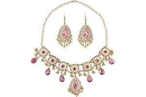 VLYX Traditional Indian Jewellery Set for Women - Necklace & Jhumka Earrings - Boho Ethnic Style for Wedding Party & Festive Accessories