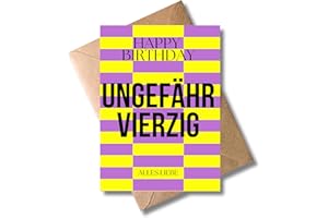 ‎WBDESIGNZ WBdesignz Grußkarte mit Umschlag - lustige, minimalistisch Geburtstagskarten mit Retro-Touch DIN A6 (Ungefähr Vierzig)
