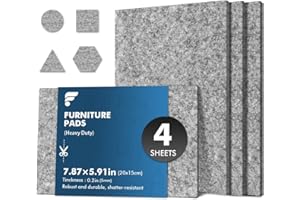 shinfly Furniture Pads Floor Protectors 4 Sheets, DIY Felt Pads for Furniture Feet, Premium 7.87x5.91in Heavy Duty Grey Felt Sheets, for Hardwood Floors, Non Scratch, Suitable for Sofa, Chair, Table