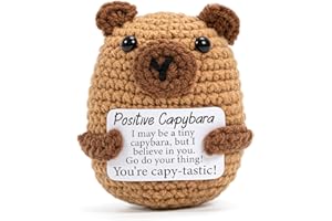 Vinuwu Positive Crochet Animals Capybara Gifts,Emotional Support Gift with Positive Affirmation Cards,Funny Inspirational for Women (A)