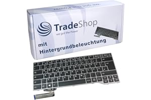Trade-Shop Teclado de repuesto original para ordenador portátil gris alemán QWERTZ para Fujitsu Siemens Lifebook E733 E734 E743 (con marco y retroiluminación)
