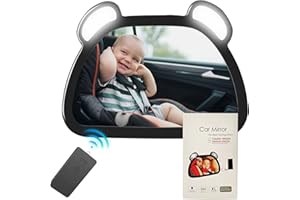 Tivifore Miroir Voiture Bébé avec Lumière Led, Miroirs auto bébés avec Veilleuse,Rétroviseur Voiture Bébé,Miroir de Voiture pour Siège Arrière,Miroir Voiture Bébé, Miroir De Voiture De Bébé LED