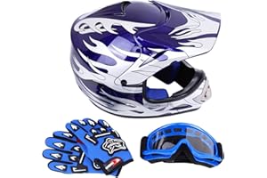 SAMGER SAMGER Samger DOT Youth Niños Fuera del Casco de Motocross Dirt Bike Casco con Guantes Gafas(Azul,S)