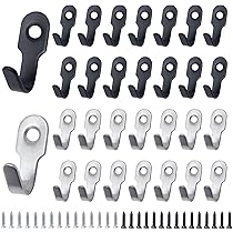 thumbnail: UNINGYI 20 Stuks Sleutelhaken Set - Zwarte Wandhaken Met Schroeven - Voor Badkamer En Keuken