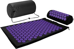 CWRFZ Akupressur Set Akupressurmatte, Akupunkturpunkt Massagekissen, Linderung von Nacken- und Rückenschmerzen, Muskelentspannung und Stressabbau, Ischiasentlastung, Tragetasche, Schwarz Lila