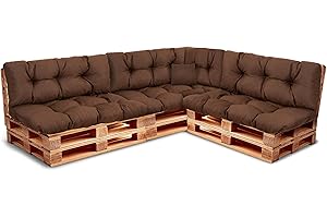 Best Wool Cojines para palets – Set de 3 Cojines de Asiento 120x80cm + Respaldo 120x40 y 60x40 40x40 – cojin Palet Relleno de Espuma de poulirette granulada - en la terraza y en el jardín