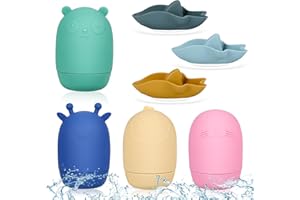 Juguete de Baño, Blumacht 7 Pcs Juguetes de Bañera para Bebés, Juguetes Sensoriales Bebe, Baby Bath Toys de Silicona Sin BPA, Animales de Juguete Flotantes, Juguetes Divertidos para Baby Shower