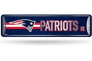 Rico Industries NFL New England Patriots heminredning metall gatuskylt (10 cm x 38 cm) – perfekt för hem, kontor, sovrum och