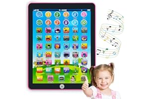 GAGINAN Kinder Lernpad/Tablet Interactive Kleinkind Spielzeug mit Words Zahlen Alphabete Songs Englisch Elektronisches Lernspielzeug für Jungen und Mädchen im Vorschulalter 3-8 Jahre (Pink)