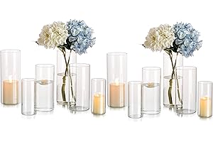 GLASSEAM Vase À Fleurs En Verre Cylindrique Transparent, 4 Ensembles De Vases Basiques Modernes En Verre Pour Décoration De Table, Centres De Mariage, Bougeoirs Pour Ornements De Salon, 15/20/25 Cm De Haut