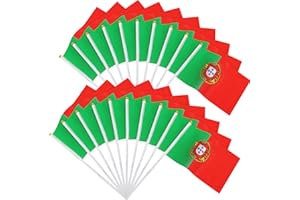 JUNEBRUSHS Lot de 20 mini drapeaux du Portugal de 14 x 21 cm - Drapeaux de poche de la Coupe du monde de football - Décorations nationales 2022 (drapeaux du Portugal)
