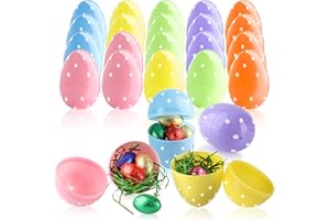 COM-FOUR® 24x jajka wielkanocne do napelnienia, kolorowe plastikowe jajka do napelnienia i powieszenia, puste plastikowe jajka do polowania na jajka wielkanocne (Zwrotnica)