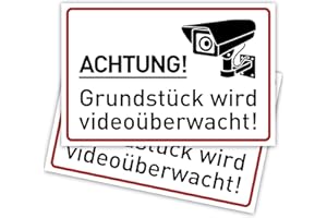 GENTLE NORTH 2er Set Achtung Videoüberwachung Schild (30x20 cm Kunststoff) - Schild Videoüberwachung