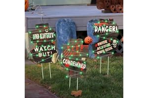 BOOAEE Cartelli Di Avvertimento Di Halloween, 3 Pezzi Decorazioni Di Halloween Per Giardino All'Aperto, Lapidi Da Giardino Per Decorazione Di Halloween Spaventosa Di Halloween Per Prato, Strada, Cimitero