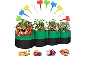 zhongko Kartoffel Pflanzsack 4 x 10 Gallone(45L) Vliesstoff Pflanzsäcke Strap Griffe Pflanzsäcke für Tomaten Kartoffeln Blumen 10 Pflanzen Etikett Grün