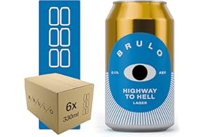 Brulo Non-Alcoholic Beer, 6 Pack Non-Alcoholic Beer - Explore a World of Flavours, Low-Calorie, Vegan, & All-Natural Ingredients. (Highway To Helll)