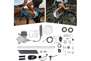 Atnhyruhd 80CC 2-Stroke Motor Engine set Petrol Gas Engine Bicycle Bike Motor Kit Fit Motorised Bicycle Motorized Push Bike DIY Air Cooling Black 14MM