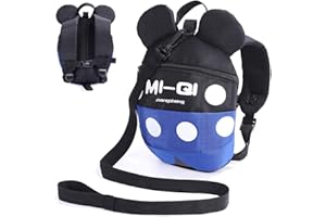 ZHONGSHENG Baby Toddler Safety Harness Backpack Child Kids Cute Cartoon Strap Shoulder Backpack Bag with Reins Leash Rucksack Harness Walkers Tether Belt,for 1-5 Years Old Toddler (Blue/Black)