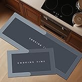 CANWAY Rectangular Kitchen Mat Set of 2 (40×60 & 120×40 CM) – Water Absorbing, Anti-Slip, Waterproof, Washable Floor Mats for