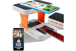 KLIM K2 Mobile Film Scanner 35mm - Positive & Negative, Slide and Photo Scanner - 35mm Film Developing Kit Essential - Your own Developing Service at Home - Orange & Grey