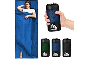 RISINGOR Sacco Lenzuolo da Viaggio Ultraleggero, Sacco a Pelo 4 Stagioni Sacco a Pelo Campeggio per Adulti e Bambini, Sacco a Pelo Cotone per Campeggio Hotel Backpacking Ostelli e Cabine