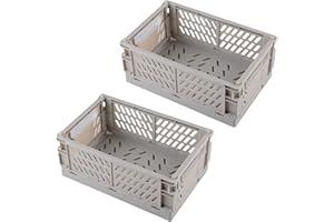 EURXLQ 2Pcs Caja Plegable Plastico Cajas Organizadoras Caja de Almacenamiento Portátil Adecuado para Oficinas, Cocinas, Baños, Habitaciones Almacenaje Plegables de Plástico (Gris, 25×16×10 cm)