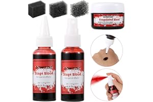 Bowitzki Lot de 3 faux sang + spray sang + sang coagulé réaliste lavable pour des effets spéciaux SFX Maquillage zombie vampire monstres festivals fête Halloween Noël