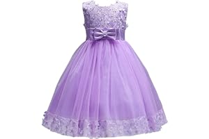 Discoball Girls Princess Dress,Tulle Bow Lace Embroidery Flower Girl Dress,Birthday Party Wedding Bridesmaid First Communion Girls' Dresses for 1-10 Years