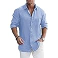 Elanbells Men's Dress Long Sleeve Button Down Shirt Casual Beach Untuck Wrinkle Free Shirt