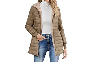 GENÉRICO Chaqueta De Plumas para Mujer Manga Larga con Capucha Color Liso - Chaqueta Mujer Entretiempo con Bolsillo Cremallera Moda Transpirable Suave Cazadoras Deportiva Termica Plumíferos