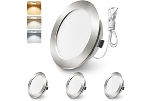 ALUSSO LIGHTING Set di 3 Faretti LED da Incasso, 12V led integrati 4W Cavo di Collegamento da 60 cm,3CCT 3000K Bianco Caldo 4000K Bianca Naturale 6000K Bianca Fredda, Apertura Ø55mm - Ø58mm Nichel